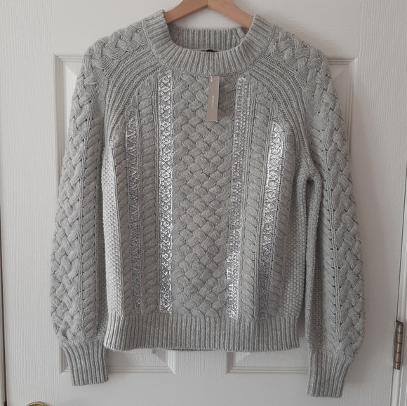 J. Crew Sweaters - NWT J Crew Cable Knit Sequin Sweater Size XXS 2XS